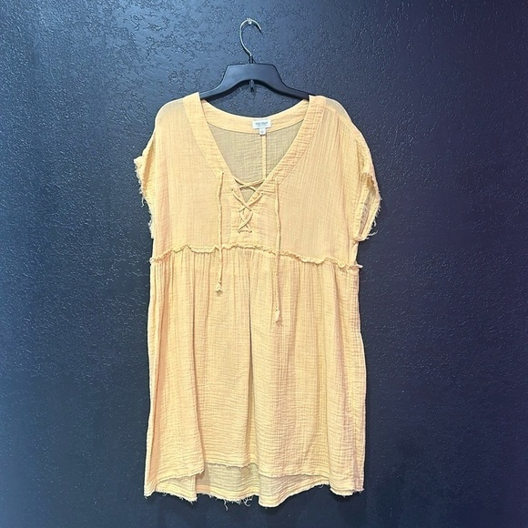 True Craft Sherbet Orange Midi Dress With Tie in front Size L - Picture 1 of 4
